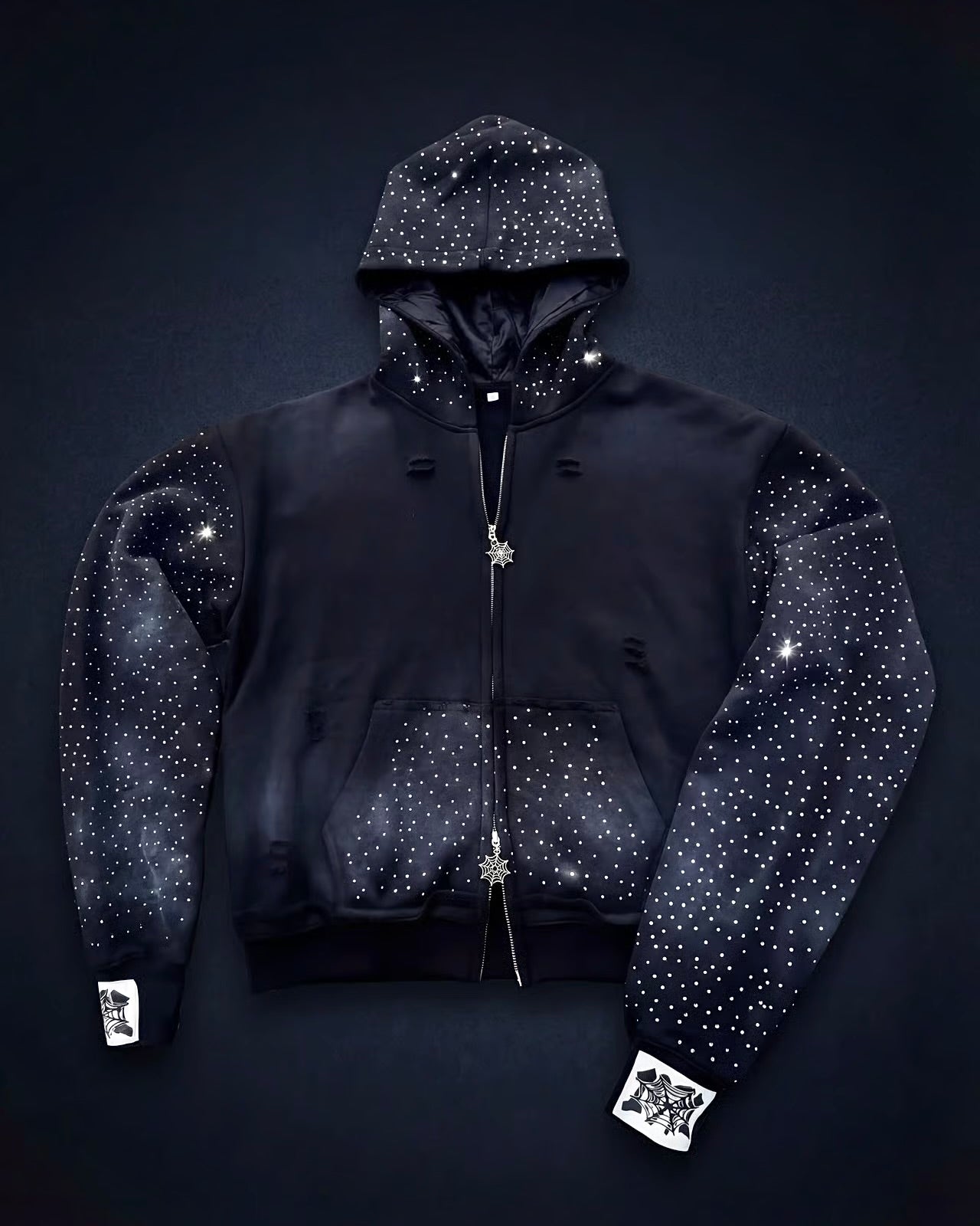 1of1 Rhinestone Zip Up Hoodie