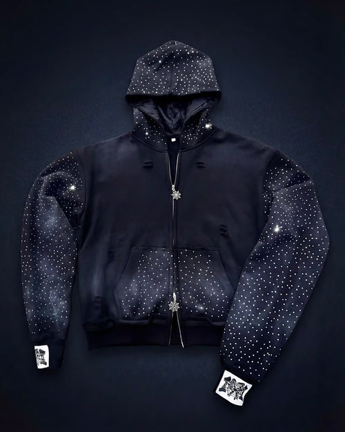 1of1 Rhinestone Zip Up Hoodie