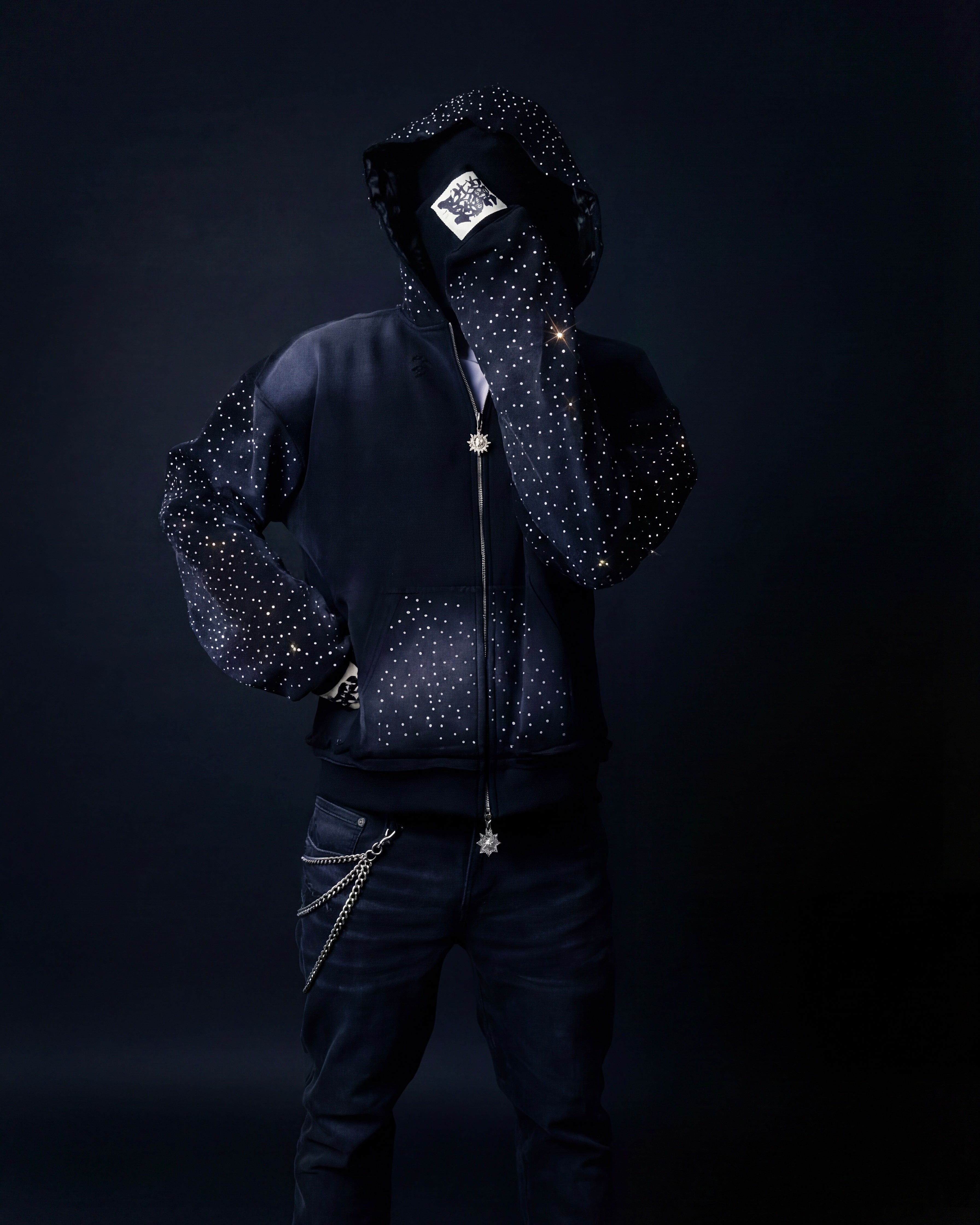 1of1 Rhinestone Zip Up Hoodie