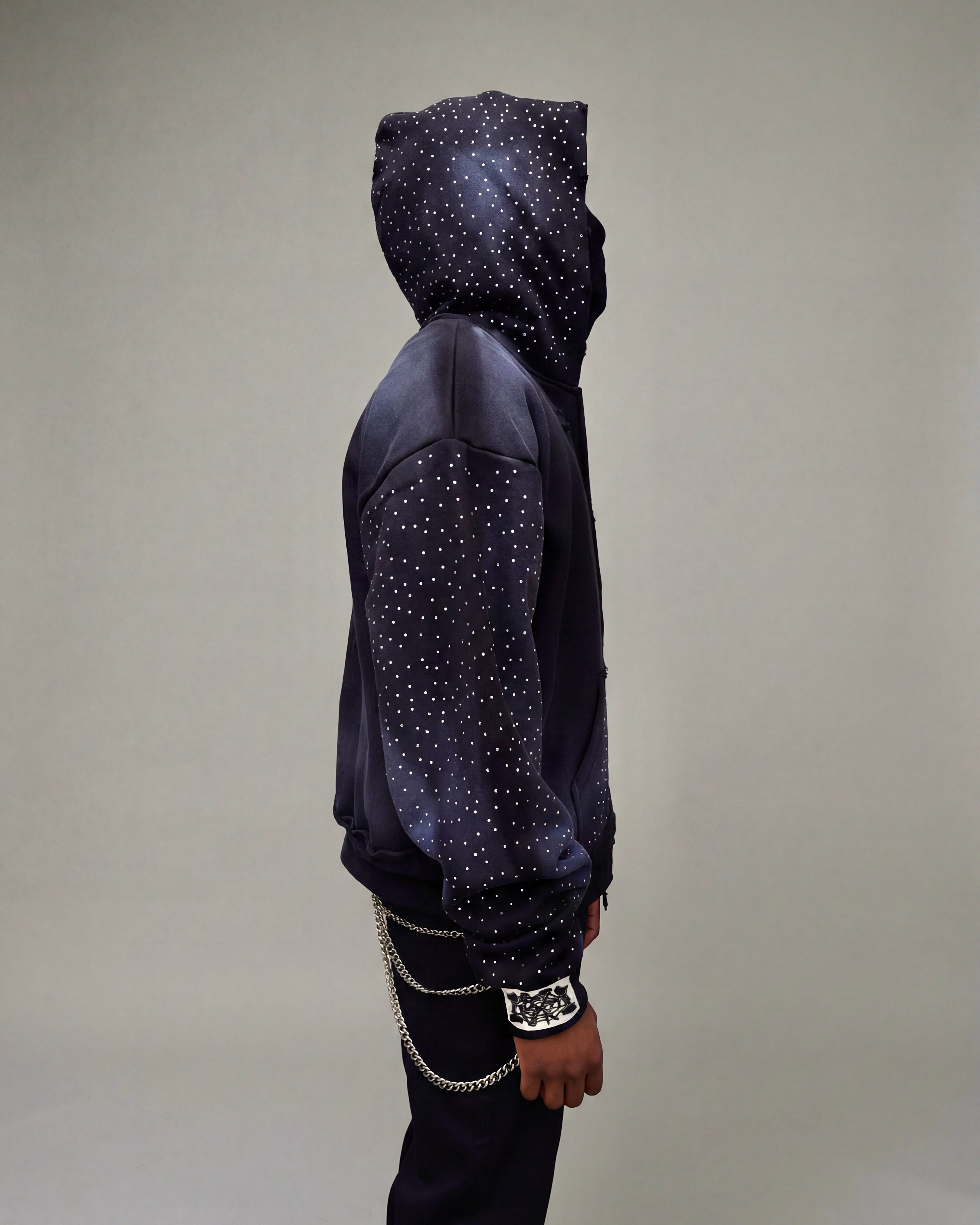 1of1 Rhinestone Zip Up Hoodie